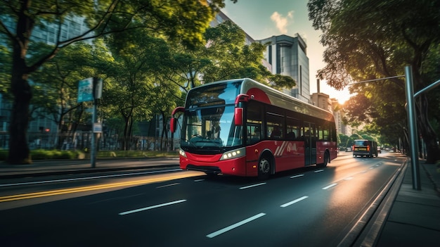 Der Stadtbus navigiert durch den Morgenverkehr und die Signale