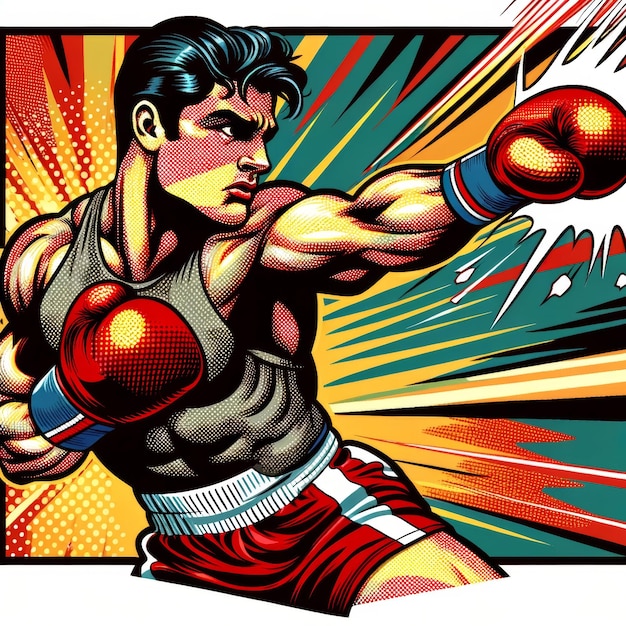 Der starke Schlag der Boxer in einer Comic-Illustration