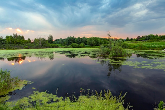 Der Sumpf von Zentralrussland im Morgengrauen