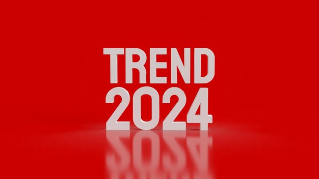 Der Texttrend 2024 auf rotem Hintergrund 3D-Rendering