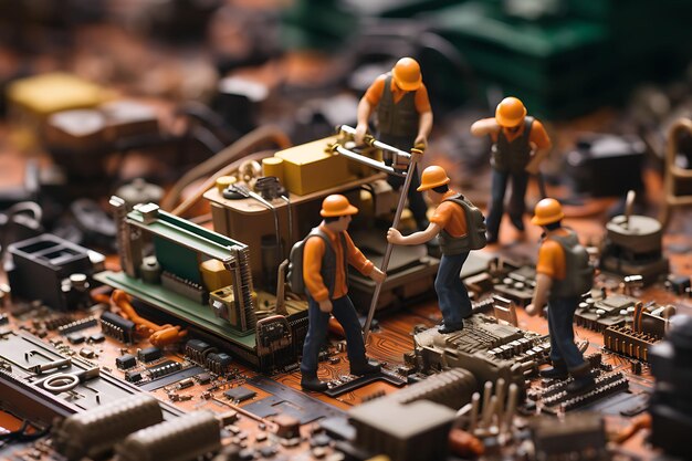 Der Tiltshift-Fotoshooting-Stil mit fortschrittlicher Technologie bietet einen modernen, einzigartigen und futuristischen Look