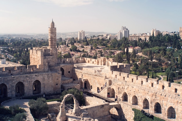 Der Turm von David wurde so genannt, weil byzantinische Christen glaubten, dass die Stätte der Palast von König David sei. Die aktuelle Struktur stammt aus dem 17. Jahrhundert. Jerusalem, Israel.