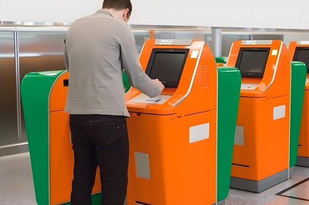 Der Typ geht durch das Drehkreuz in der U-Bahn Neuralnetzwerk KI-generierte Kunst