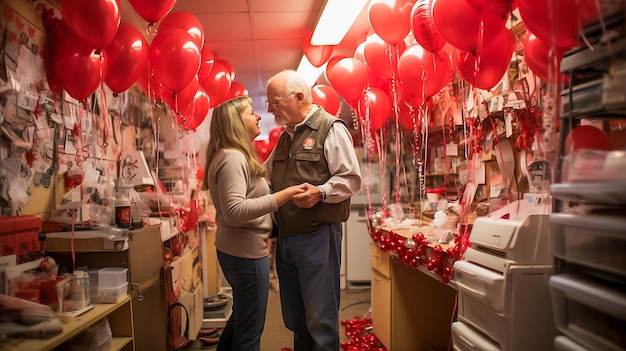 Der Valentinstag eines romantischen Paares Hu Die Liebe umarmend teilten sie einen Moment reiner Verbindung