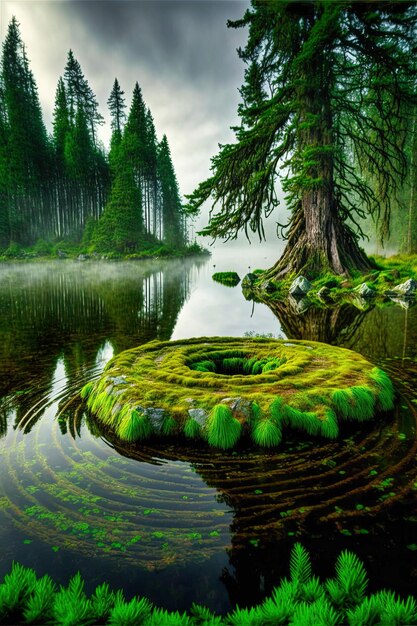 Foto der vergessene wald klingt nach einer alten zivilisation, die ai erzeugt hat.