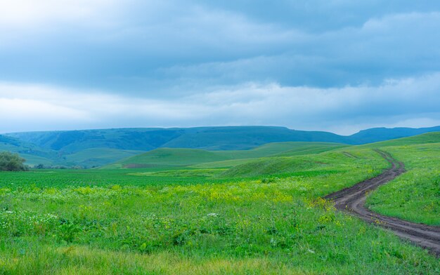 Der Weg in den Bergen geht über den Horizont hinaus