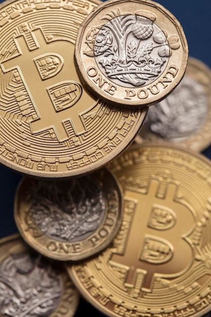 Der Wert der Bitcoin-Kryptowährung gegenüber dem großen britischen Pfund Sterling