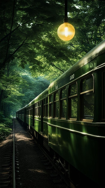 der Zug fährt durch den Wald Smartphone-Porträt-Hintergrund