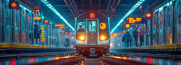 Der Zug fährt in der U-Bahn-Station