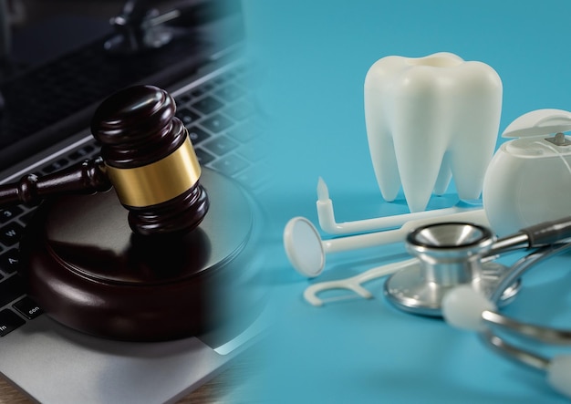 el derecho dental los dientes las reglas médicas el seguro dental es un concepto saludable el cuidado de la salud el negocio y las herramientas del dentista