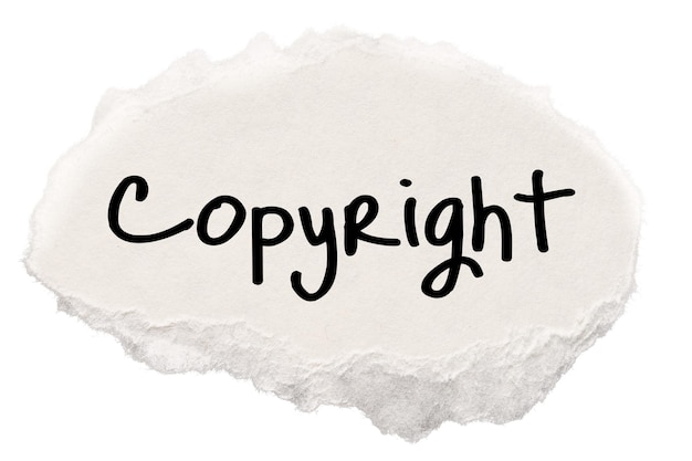 Derechos de autor palabra png papel rasgado pegatina digital blanca en fondo transparente