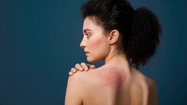 Foto dermatite alérgica na pele da pele das costas de uma mulher