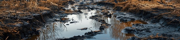 Foto derramamentos de petróleo bruto na poluição da terra