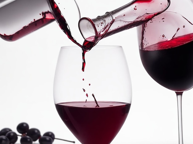 Derramando vinho tinto em uma taça de vinho