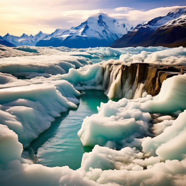 El derretimiento del glaciar antártico Cambio climático Calentamiento global del medio ambiente