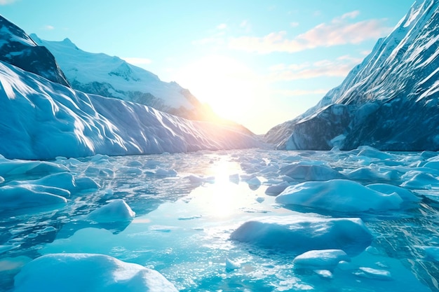 Derretimiento de glaciares y áreas inundadas asociadas con el calentamiento global