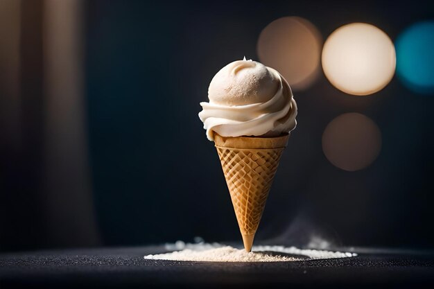 El derretimiento del helado en el cono