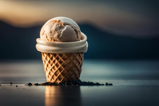 El derretimiento del helado en el cono