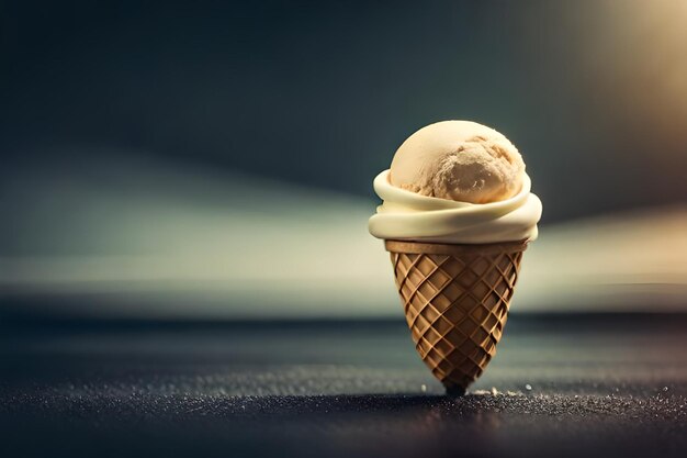 El derretimiento del helado en el cono