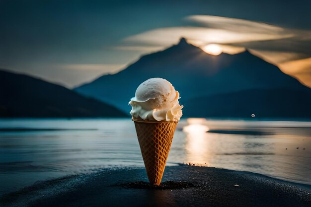 El derretimiento del helado en el cono