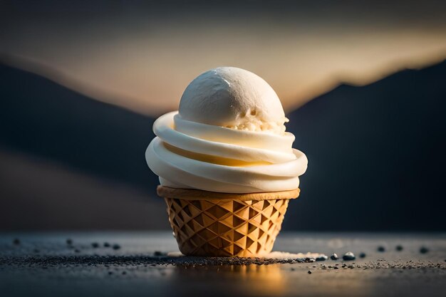 El derretimiento del helado en el cono