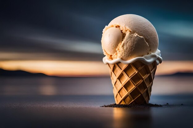 El derretimiento del helado en el cono