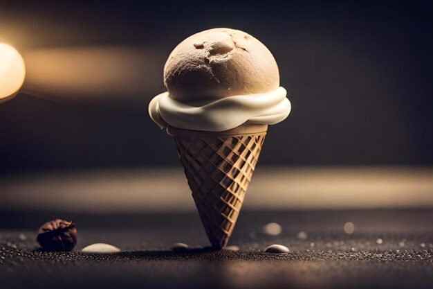 El derretimiento del helado en el cono