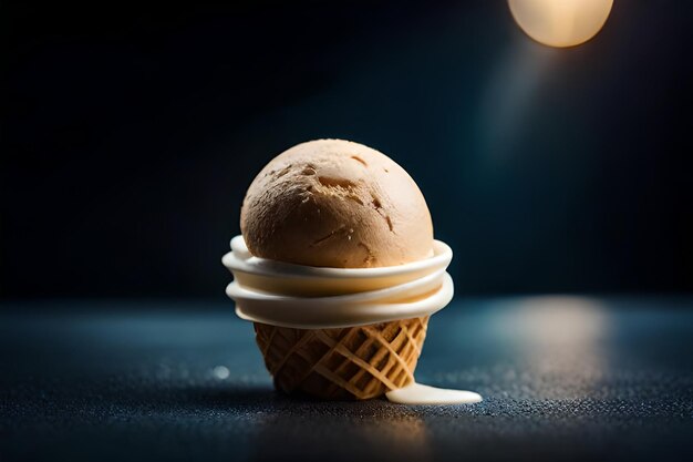 El derretimiento del helado en el cono