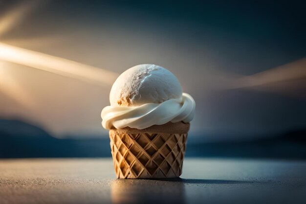 El derretimiento del helado en el cono