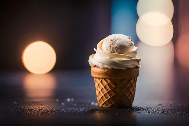 El derretimiento del helado en el cono