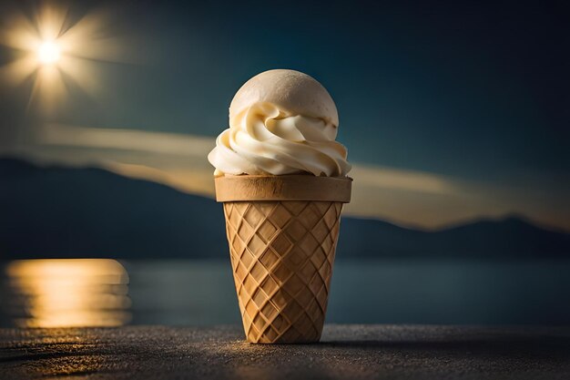 El derretimiento del helado en el cono