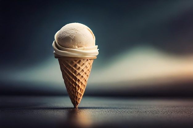 El derretimiento del helado en el cono
