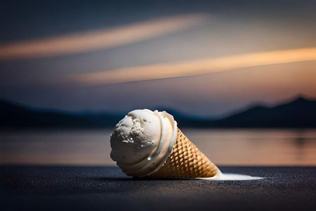 El derretimiento del helado en el cono