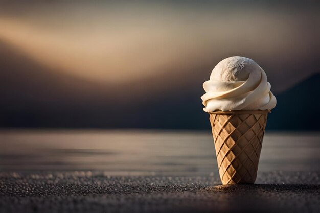 El derretimiento del helado en el cono