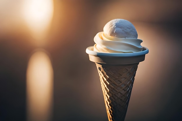 El derretimiento del helado en el cono