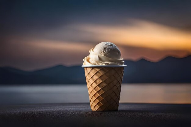 El derretimiento del helado en el cono