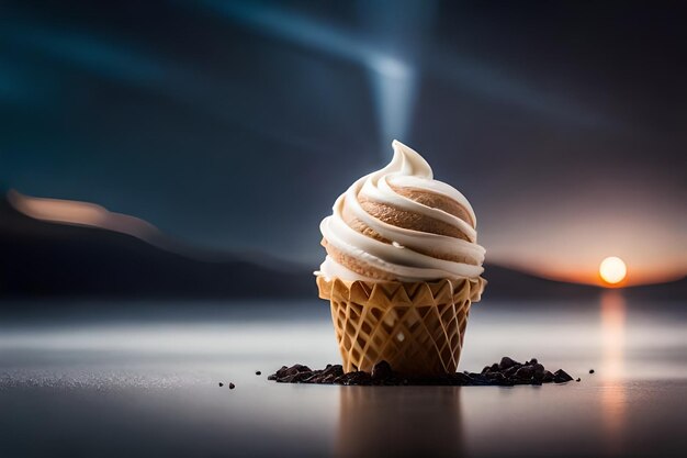 El derretimiento del helado en el cono