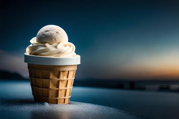 El derretimiento del helado en el cono