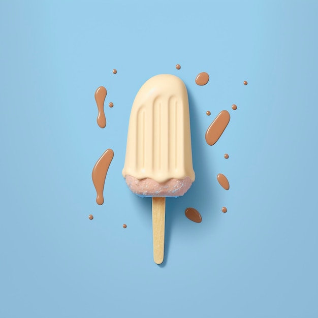 Derretimiento de helado de vainilla contra un fondo azul sereno capturando la esencia de los veranos IA generativa