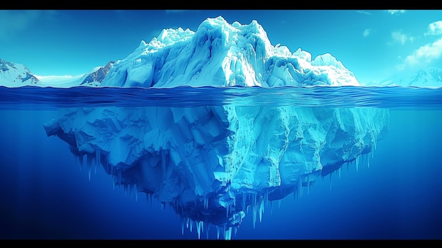 Foto el derretimiento de icebergs en el océano para la concienciación del día de la tierra