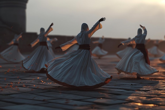 Derviches giratorios en trajes tradicionales octano