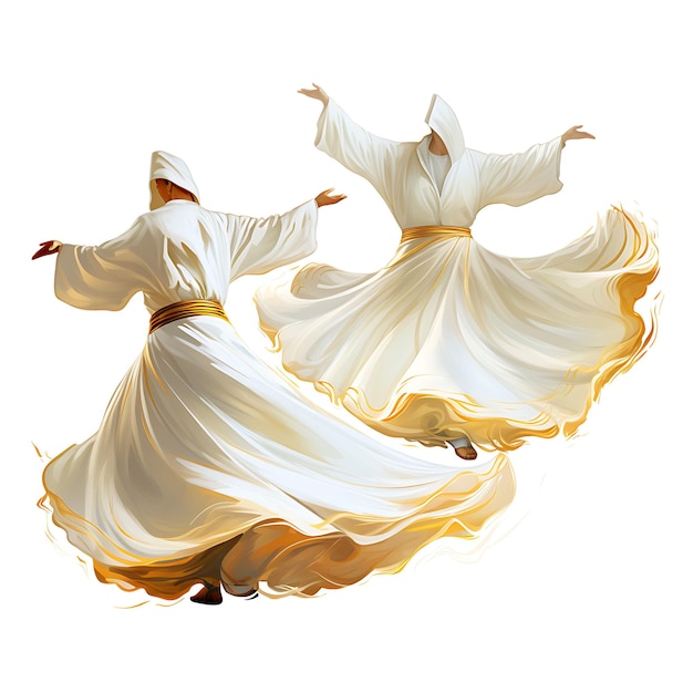 Foto derviches giratórios turcos coloridos mevlana figurinas brancas e douradas ideias de conceito criativo design