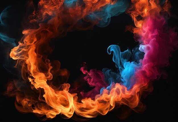 Des flammes en 3D com as cores quentes sur