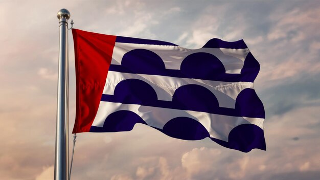 Foto des moines ondeando la bandera contra un cielo nublado