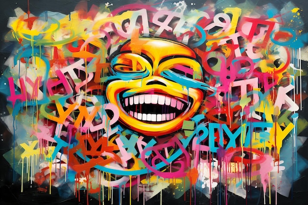 Foto desafiando las normas del graffiti de la felicidad