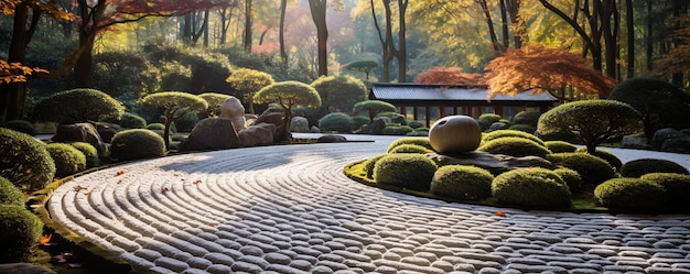 Desarrolla un papel tapiz de jardín Zen tranquilo