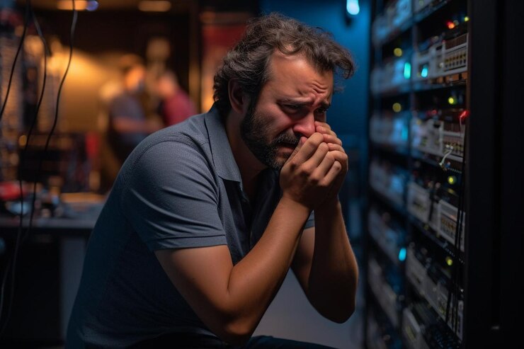 Foto el desarrollador identifica los problemas del servidor