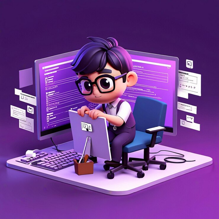 Foto desarrollador de software de dibujos animados en 3d generative ai