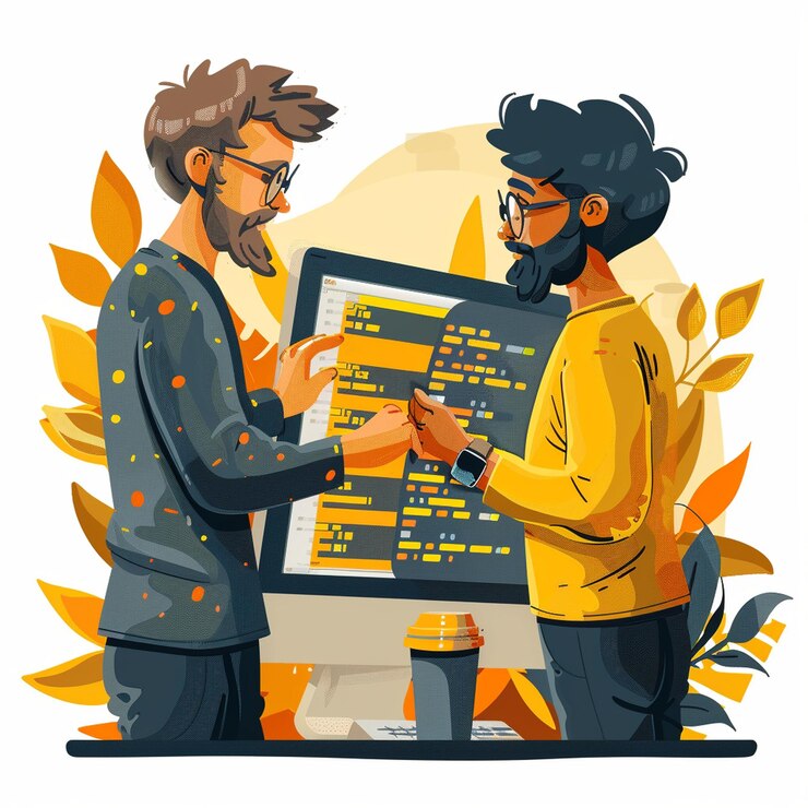 Foto desarrollador web experto en ciberseguridad en un dibujo mínimo