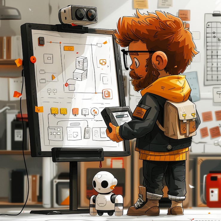 Foto desarrollador web ingeniero de hardware en un diseño tecnológico